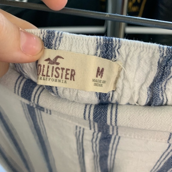 HOLLISTER WHITE BLUE STRIPED FLOWY PANTS CULOTTES - Picture 7 of 7